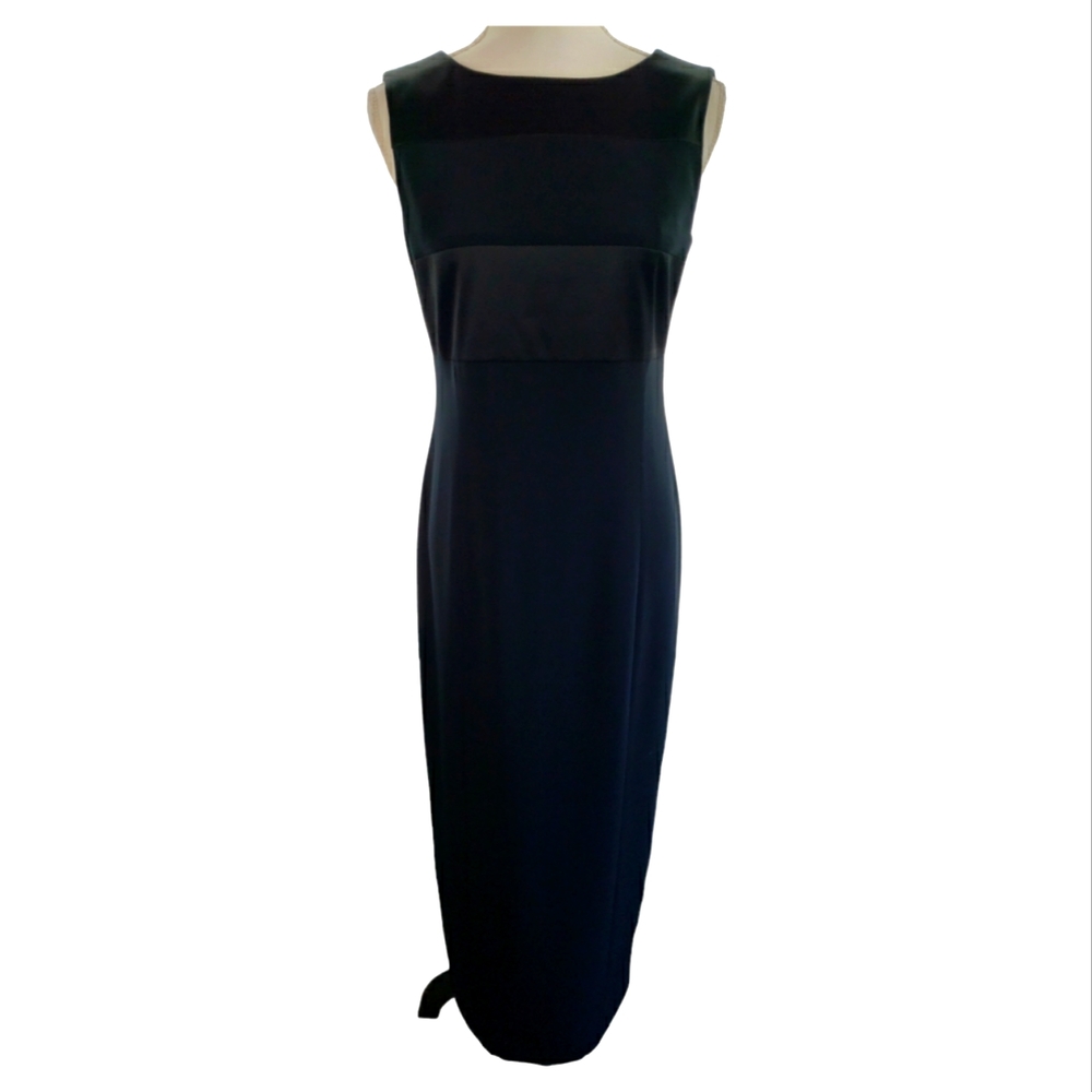 Jones New York Evening Long Gown in Black Size 4 Satin Front Detail Deep V Back